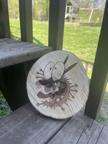 HELLL-Courage The Cowardly Dog Woodcut Round Plaque