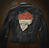 ECT-"Thinking of You" Skull and Roses Iron-On Back Patch