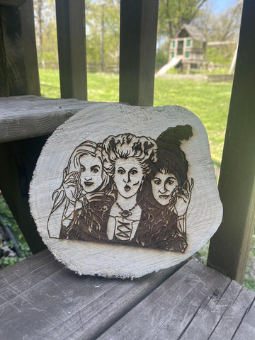HELLL-Sanderson Sisters Woodcut Round Plaque