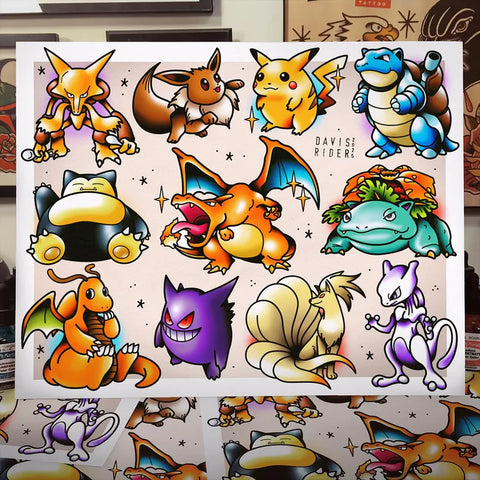 DR-Pokemon Base Set Tattoo Flash - 11x14 (1015)