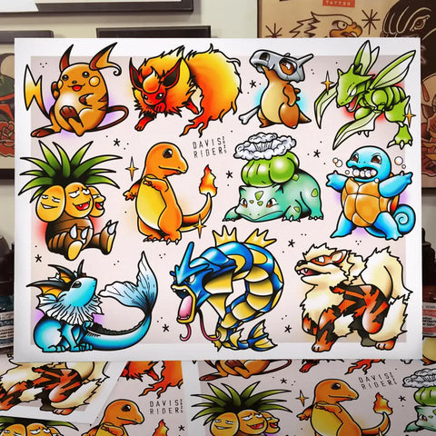 DR-Pokemon Base Set Vol 2 Tattoo Flash - 11x14 (1016)