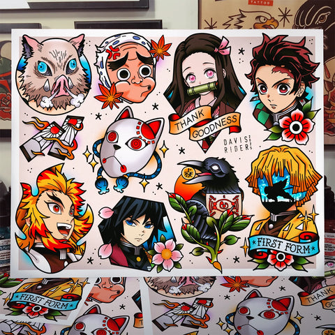 DR-Demon Slayer Tattoo Flash - 11x14 (1014)