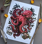 GB-Red Octopus - 11x14 (1023)