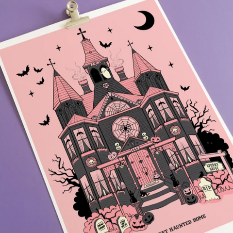 WSA-Haunted House Art Print- 8.3x11.7 "A4"