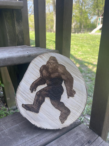 HELLL-Bigfoot Woodcut Round Plaque