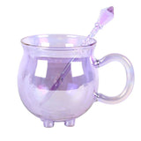 SD-Purple Double Walled Glass Cauldron Mug with Spoon