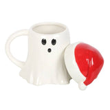 SD-Christmas Ghost Mug with Santa Hat Lid