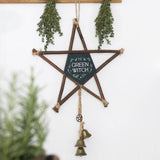 SD-Green Witch Hanging Willow Pentagram with Bells