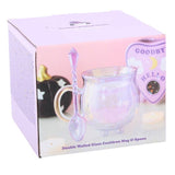 SD-Purple Double Walled Glass Cauldron Mug with Spoon