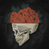 ECT-"Thinking of You" Skull and Roses Iron-On Back Patch