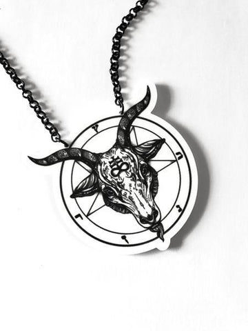 CUR-Baphomet Necklace White & Black