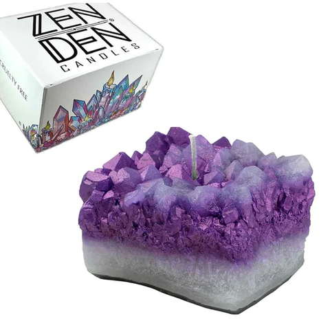 ZDC-Quartz Cluster Crystal Candle - Amethyst