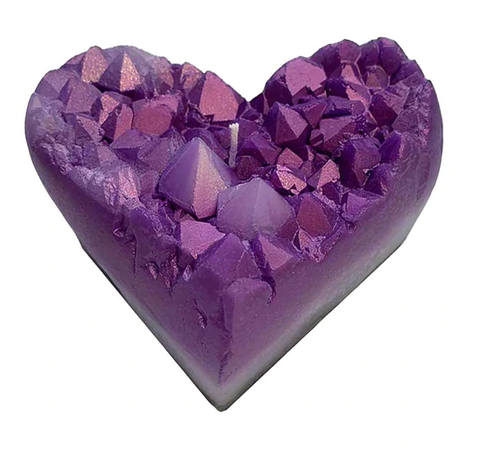 ZDC-Geode Heart Shaped Crystal Candle - Amethyst