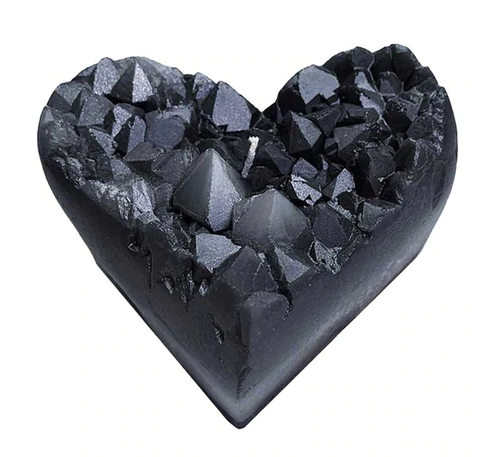 ZDC-Geode Heart Shaped Crystal Candle - Smokey Quartz