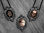 CUR-Ornate Cameo Necklaces - Skull / Satin Black / Black