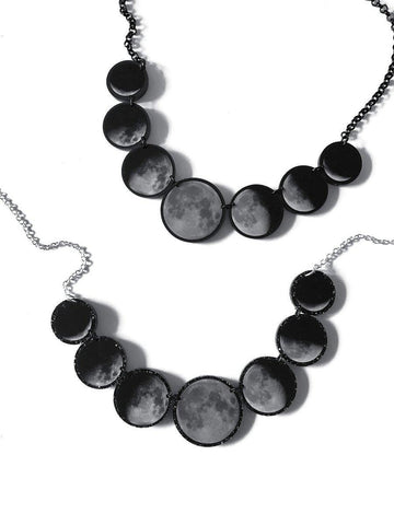 CUR-Moon Cycles Necklace - Black/Black