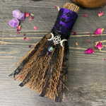 TLF-Black Lace Witch's Besom, Witch Broom w/ Crystals