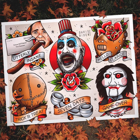 DR-New Age Horror Icons Tattoo Flash - 11x14 (1008)