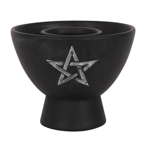 SD-Black Pentagram Tarracotta Smudge Bowl
