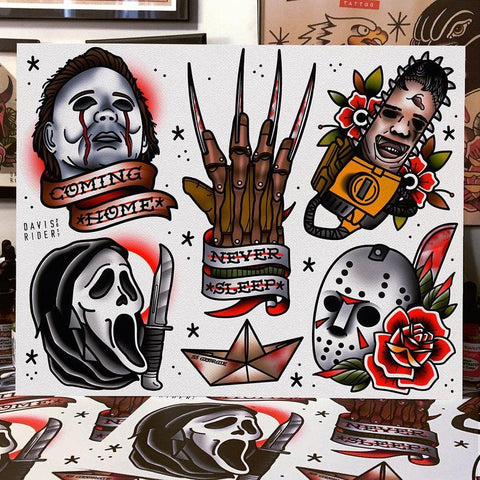 DR-Horror Icons Tattoo Flash - 11x14