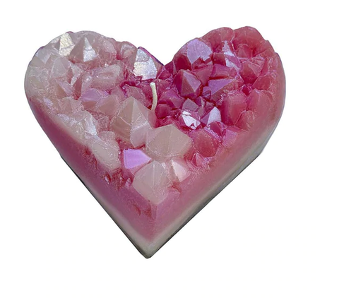 ZDC-Geode Heart Shaped Crystal Candle - Rose Quartz