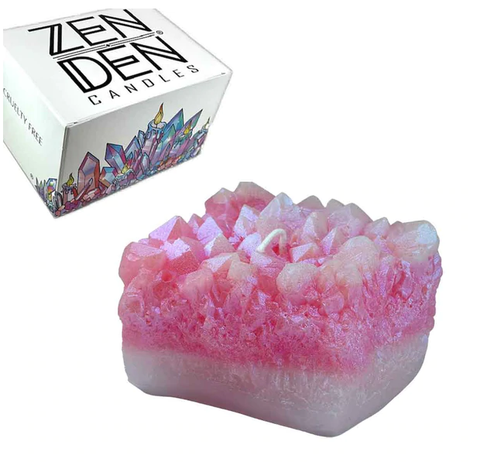 ZDC-Quartz Cluster Crystal Candle - Rose Quartz