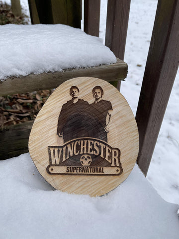 HELLL-Winchester Brothers Woodcut Round Plaque