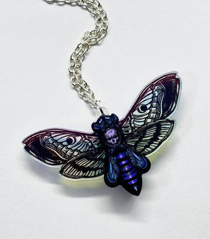 CUR-Layered Pastel Deaths Head Moth Necklace - Mini