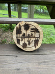 HELLL-Upside Down Woodcut Round Plaque