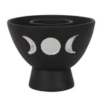 SD-Black Triple Moon Terracotta Smudge Bowl