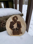 HELLL-Leatherface Woodcut Round Plaque