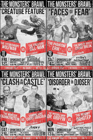 CG-The Monsters Brawl (Set of 4 Prints)