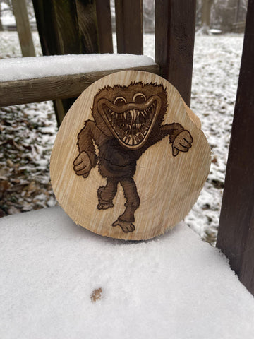HELLL-Huggy Wuggy Woodcut Round Plaque
