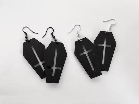CUR-Coffin Earrings with Cross Inverted