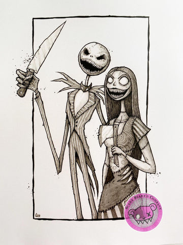 SBC-Jack Skellington and Sally Patches - B&W - 8.5x11