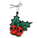 PV-Spooky Skull Holly 3D Printed Christmas Ornament