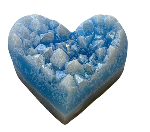 ZDC-Geode Heart Shaped Crystal Candle - Celestite