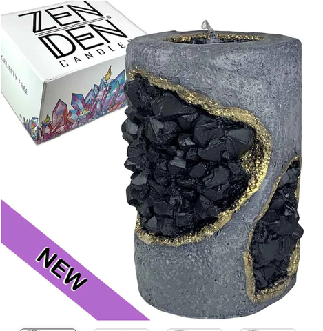 ZDC-Geode Crystal Pillar Candle - Smokey Quartz