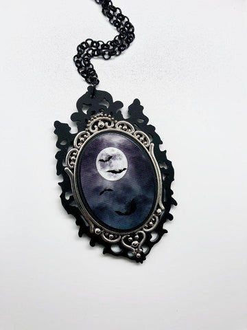 CUR-Flock of Bats Cameo Necklace