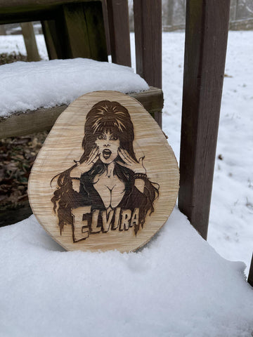 HELLL-Elvira Woodcut Round Plaque