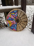 HELLL-Wednesday Spider Window Woodcut Round Plaque