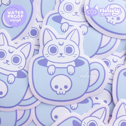 NIK-White Meowgic | Tea Mug Cat Vinyl Sticker